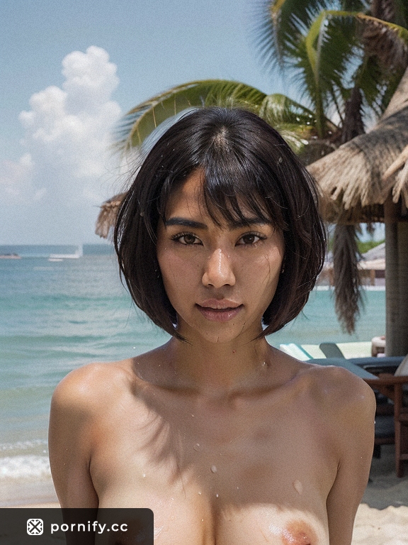 Asian Teen Beach Cumshot - Realistic Photo 🌊💦
