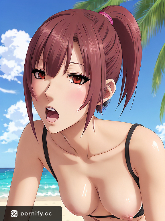  "Sultry Teen Japanese Anime Babe Gets Playful on the Beach