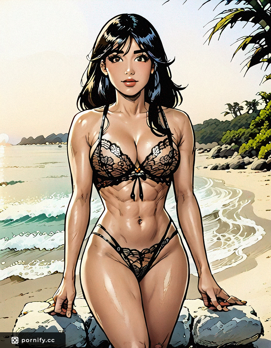Asian Freckled Brunette in Corset at Beach 🌊🔥
