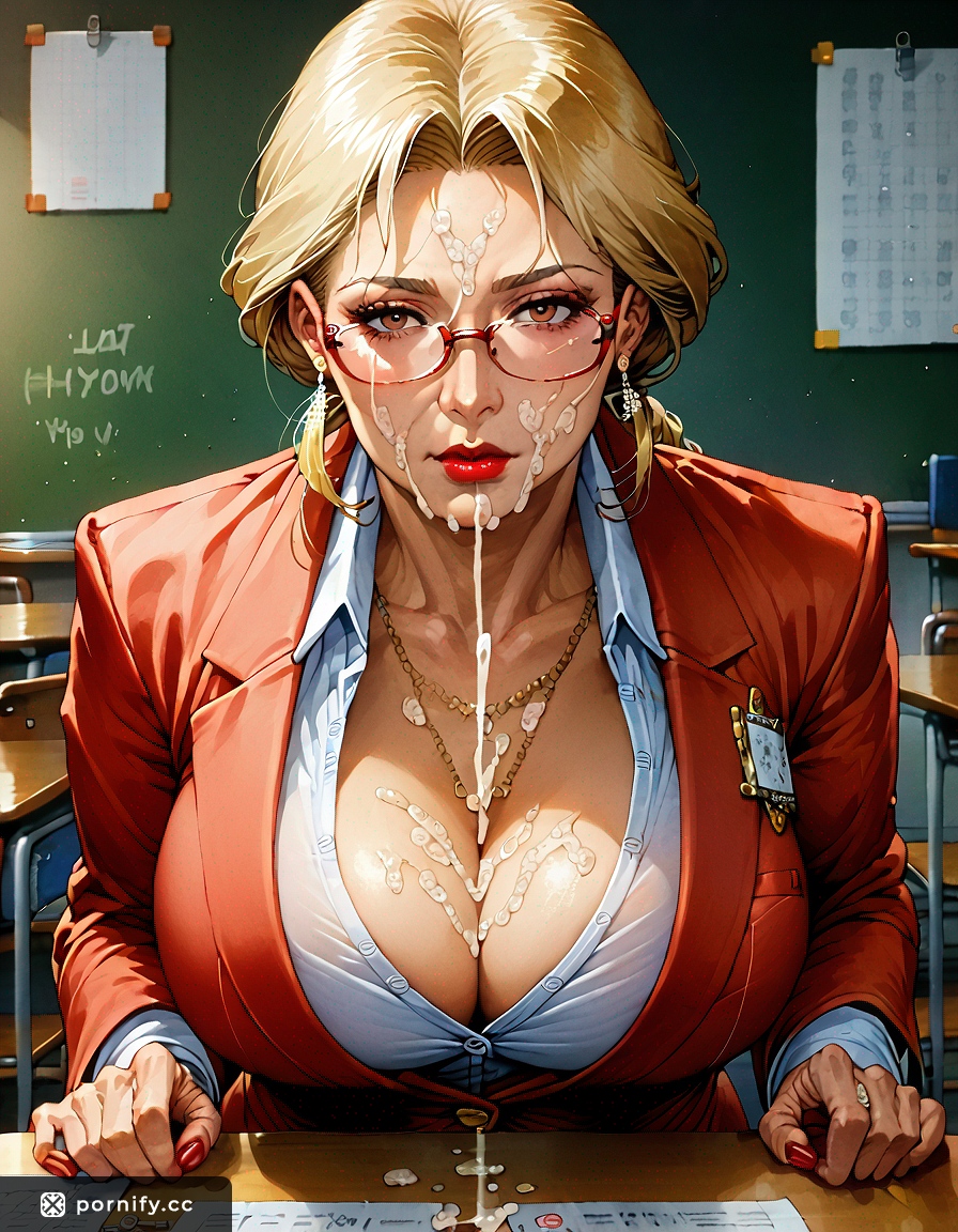 Anime Teacher Cumshot - Blonde Bangs & Red Lips 💄🍑