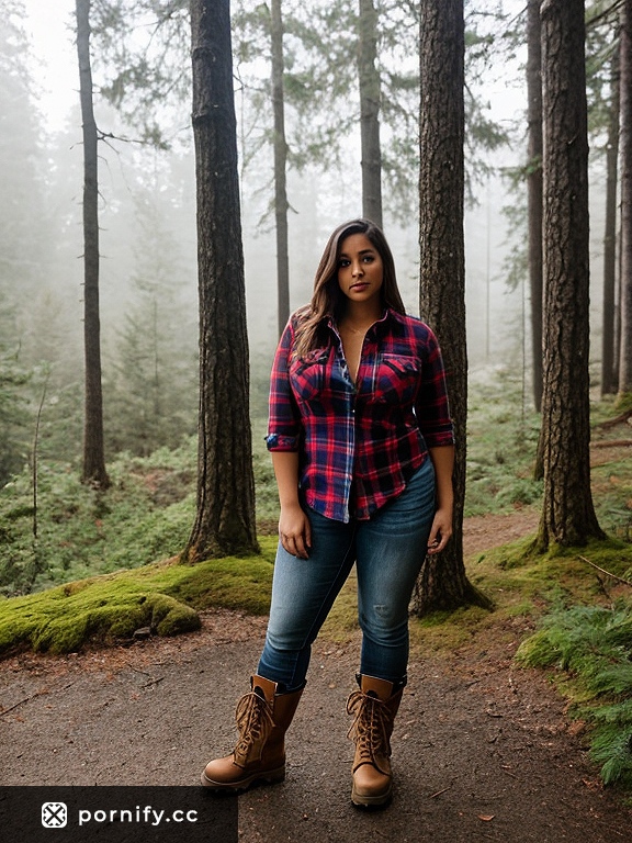 Stocky Lumberjack Girl - Medium Breasts Front View 🌲👩‍🦰🔥