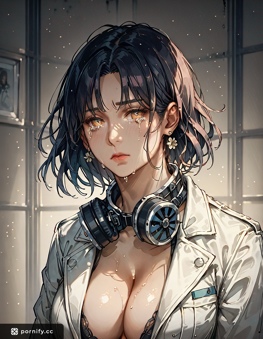 Anime Curvy Scientist in Lab Coat - Big Breasts Art