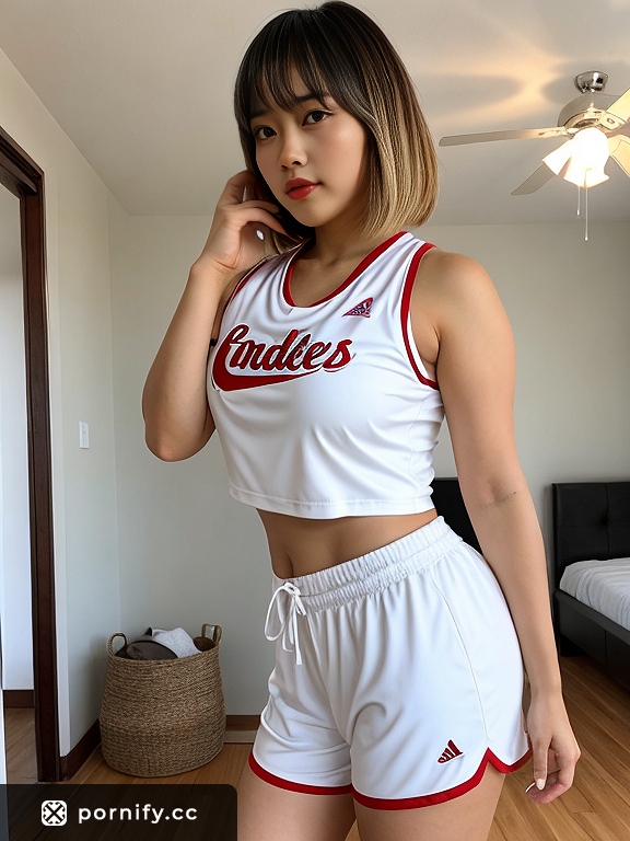 Curvy Asian in Basketball Jersey - Sexy Bedroom Pose 🏀🔥