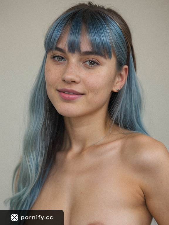 Sexy Norwegian Teen with Blue Hair and Natural Pussy Haircut Enjoys a Sweet Treat on a Filming Set