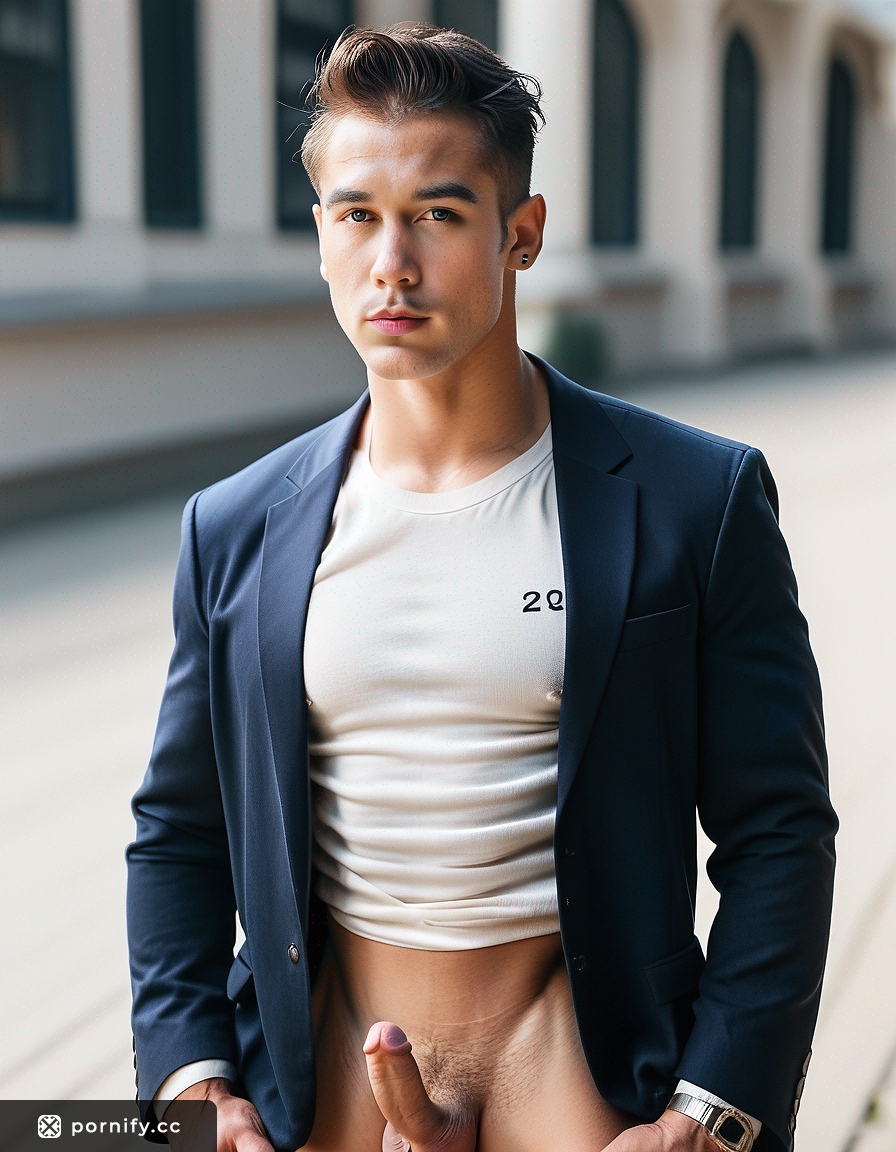 Slim Asian Guy in Blazer & T-Shirt Outdoor 🌳