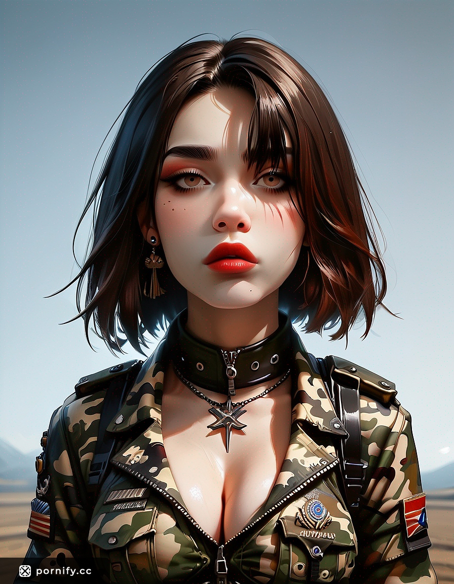 🔥 Asian Brunette in Military Uniform - AI Hentai Art