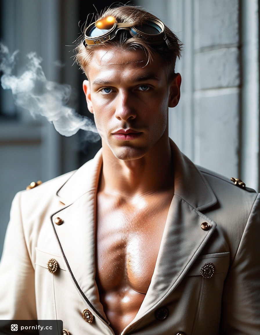 Steampunk Tanned Man with Big Cock 🚀🔧