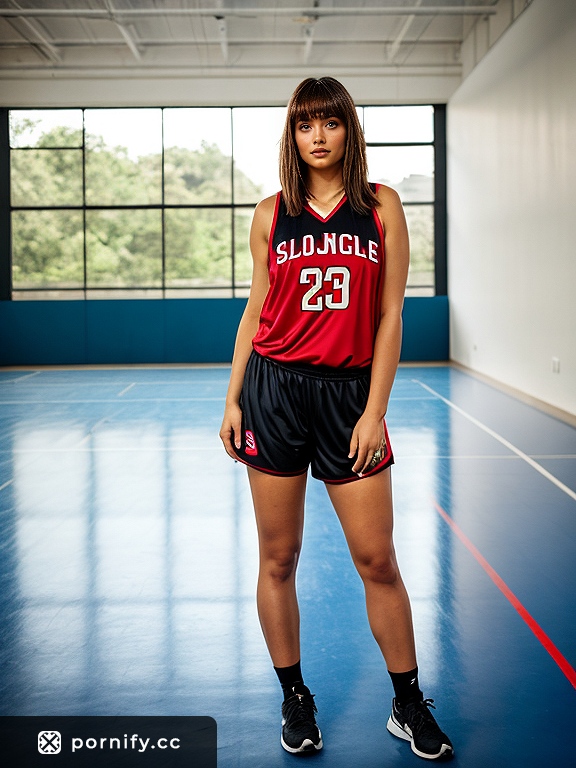 🏀 Brunette in Basketball Jersey - Studio Shoot