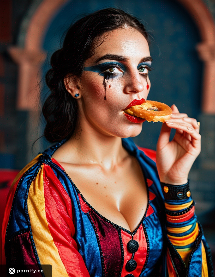 Ebony Clown Food Tease - Back View 👩🏿‍🎨🍑🔥