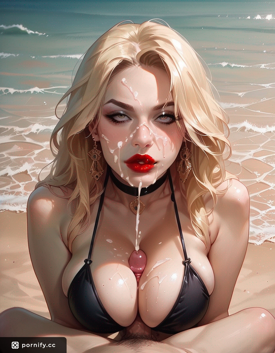 Blonde Bombshell Beach Cumshot 💦👙🔥