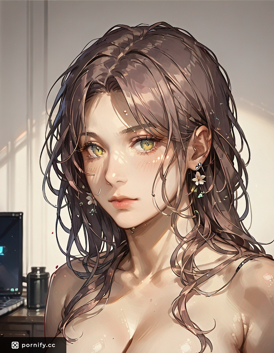 Nude Anime Girl in Bedroom - Big Breasts Front View 🎨🛏️