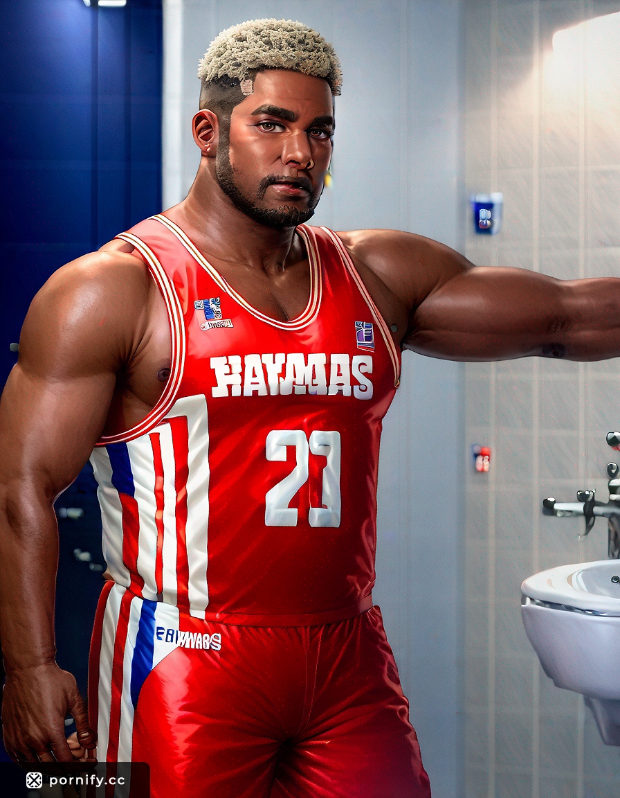 Chubby Ebony Hunk Working Out - Playful Bathroom Pose 💪🏿🔥