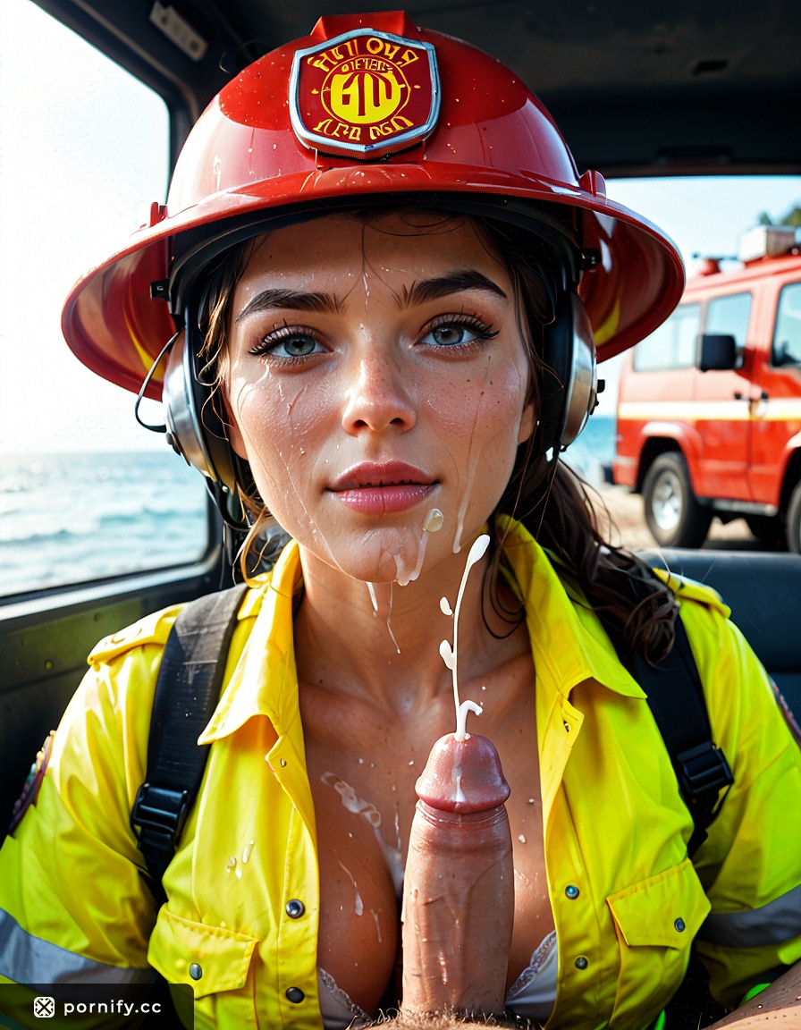 🔥 Female Firefighter Cumshot - Beach 3D Animation