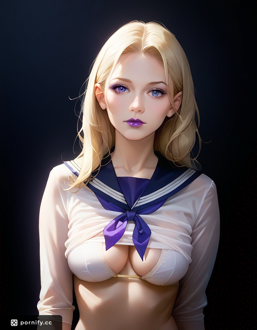 Anime Sailor Blonde Shirtlift - Purple Lipstick RPG 🌊👙💋