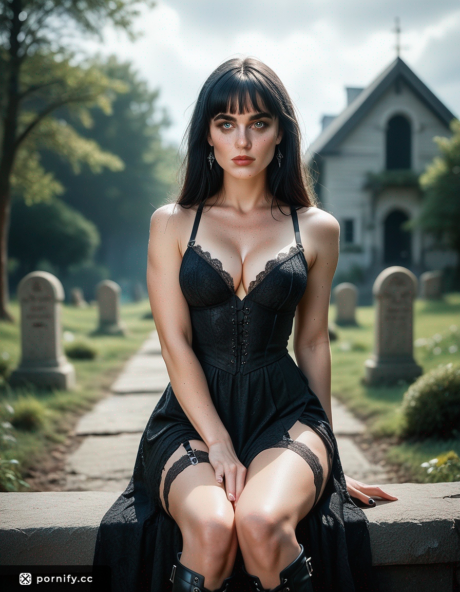Goth Babe with Bangs & Freckles 🖤✨