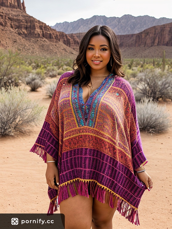 🍫 Ebony Beauty in Poncho - Cityscape Food Tease