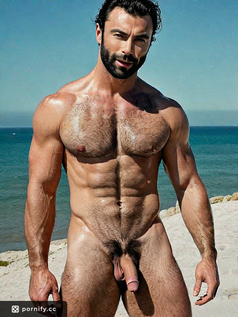The Hottest Hispanic Muscle Male with Medium Cock on the Beach