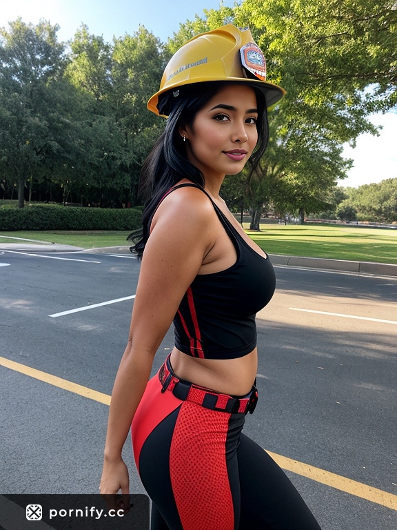 🔥 Latina Firefighter Back View - Park Scene