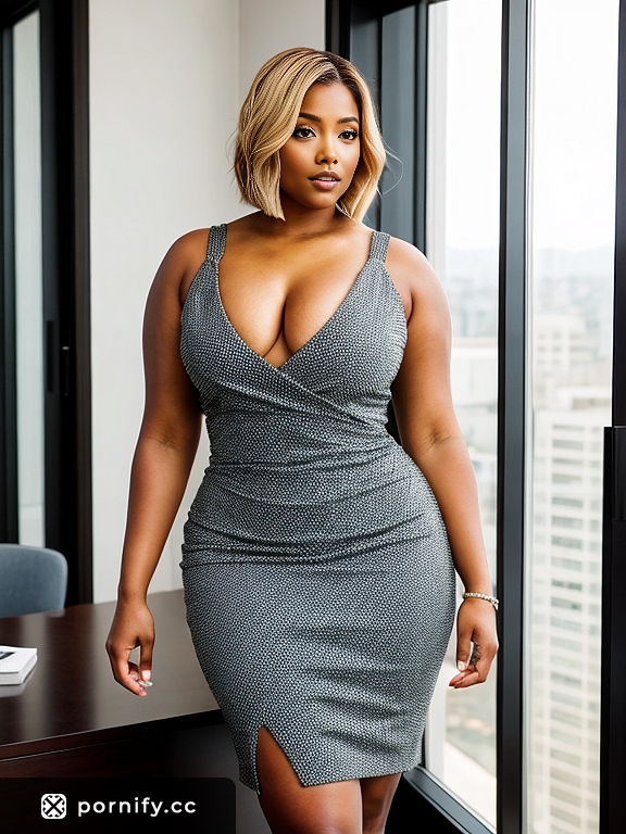 Curvy Ebony Blonde in Pencil Dress 🔥