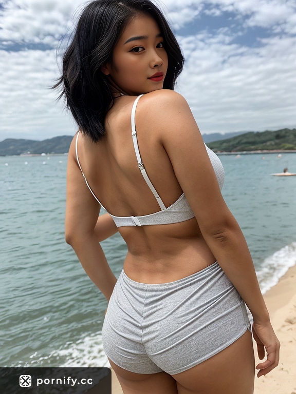 Tennis Babe on Beach - Smiling Asian Beauty 🎾🏖️😊