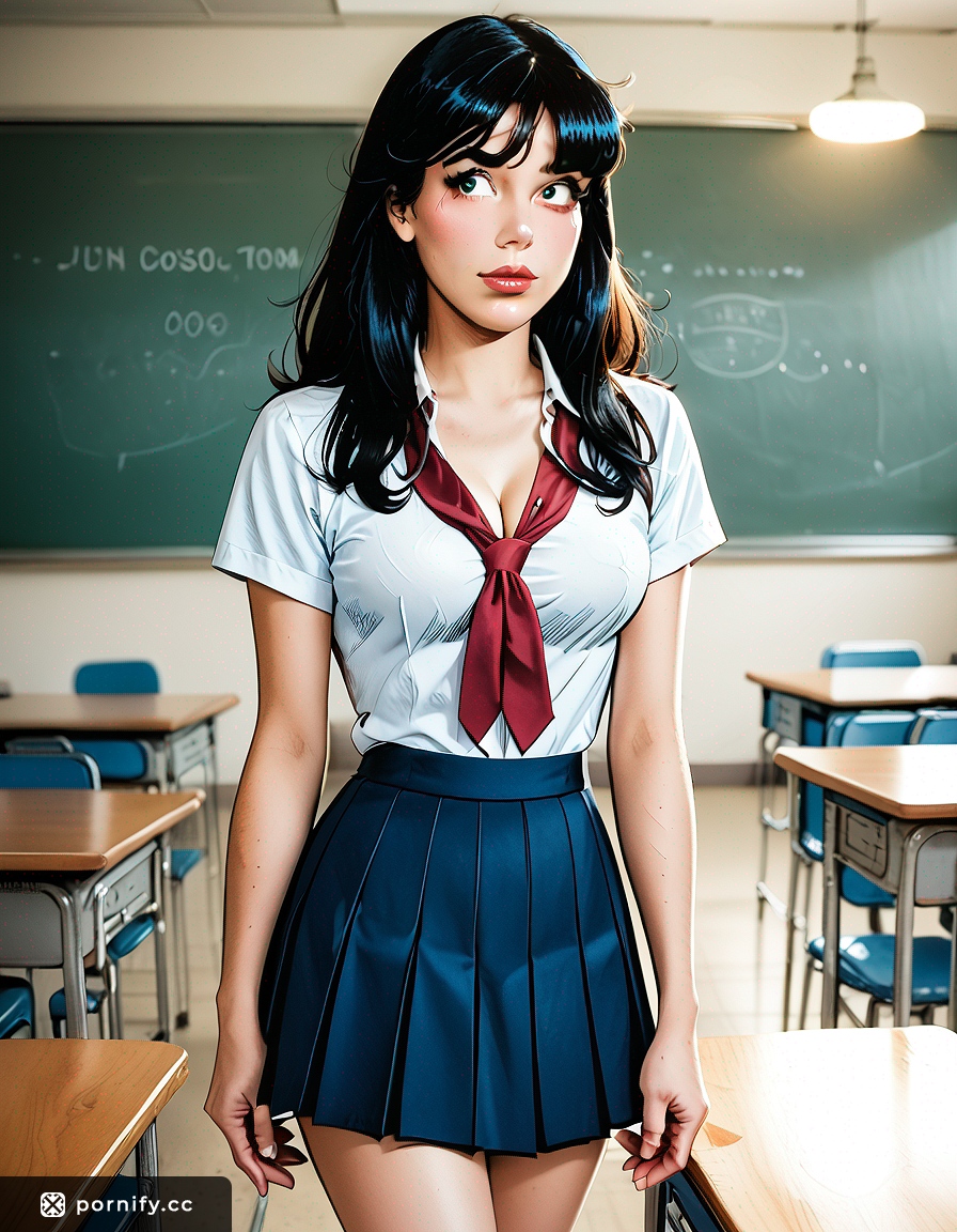 Schoolgirl Back View in Comics Style 🎒📚