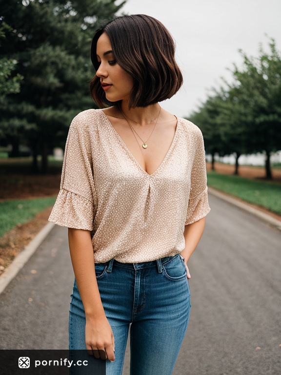 Slim Bob Haircut Beauty in Jeans 🍑🔥