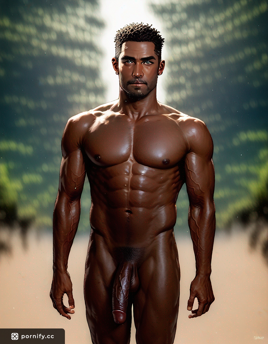 Ebony Fitness Model Beach Pose 🏖️💪