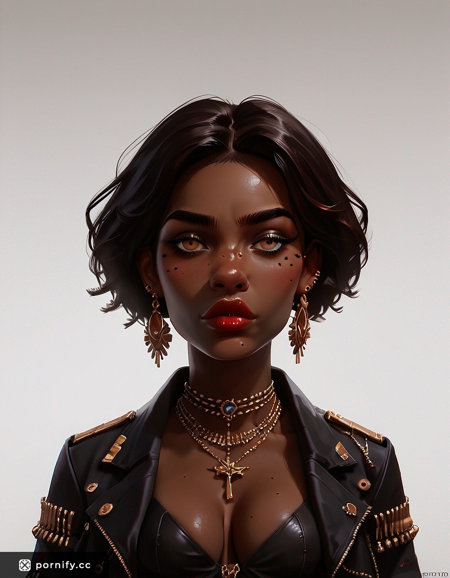 Ebony Hentai Model in Lingerie Coat 🔥🌶️