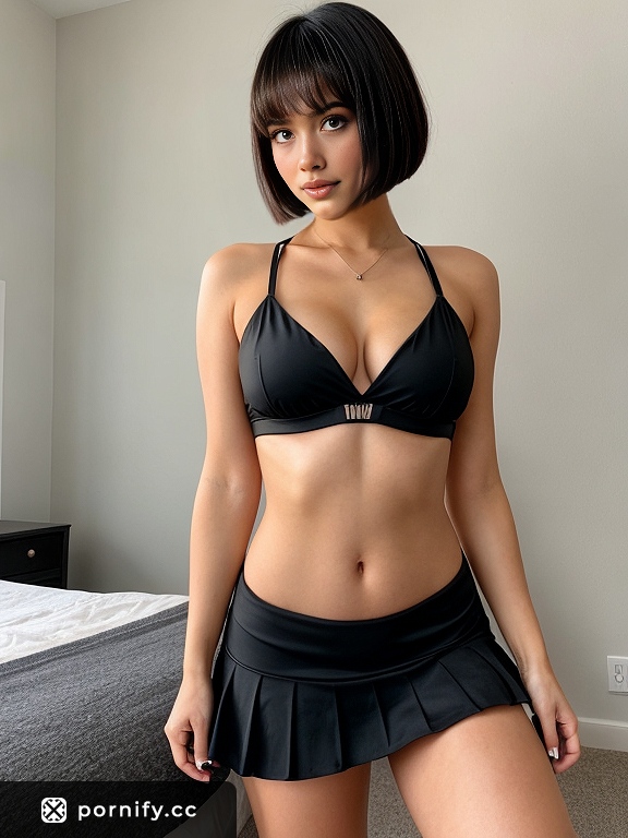 Slim Black Hair Beauty in Skirt 🖤👗