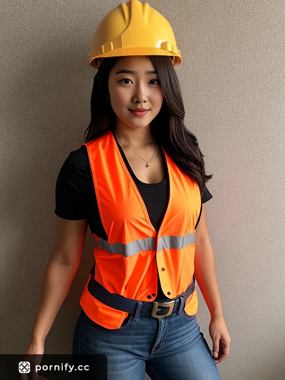 Fit Asian Construction Worker in Bathroom 🚧👷‍♀️