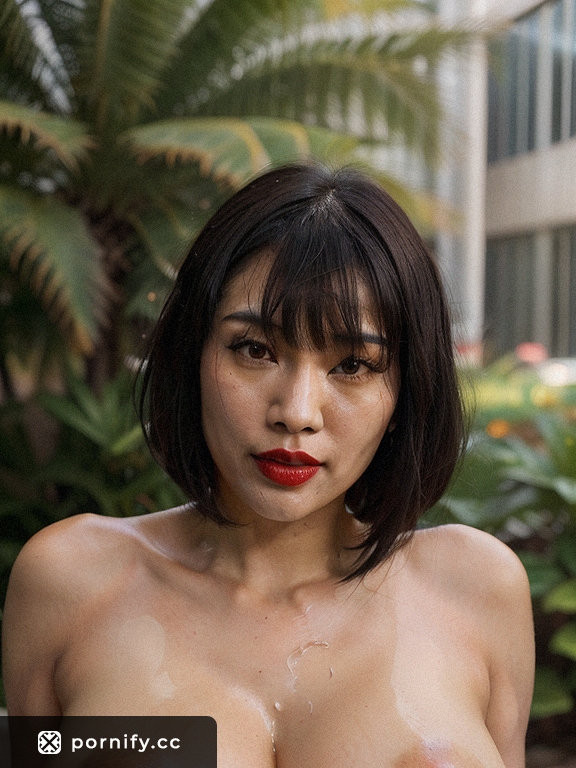Asian Beauty Back View 🌊💦 Red Lips