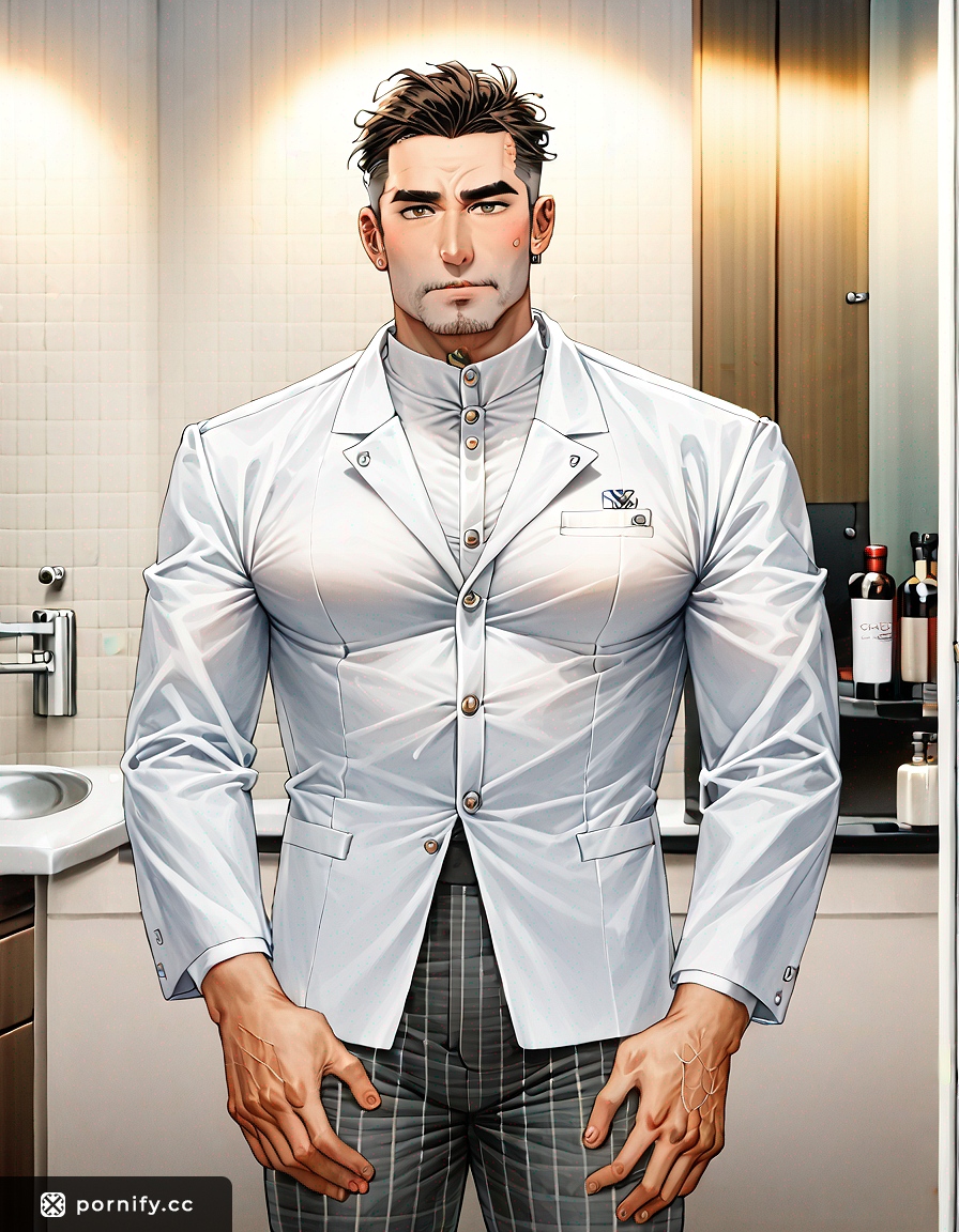 👨‍🍳 Slim Brunette DILF Chef - Big Cock Bathroom
