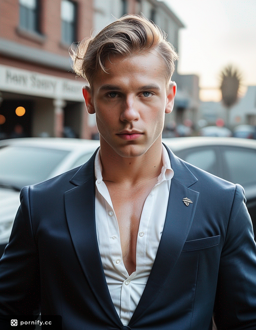 Fit Male in Blazer & T-Shirt - Big Cock Outdoor 🌟🔥