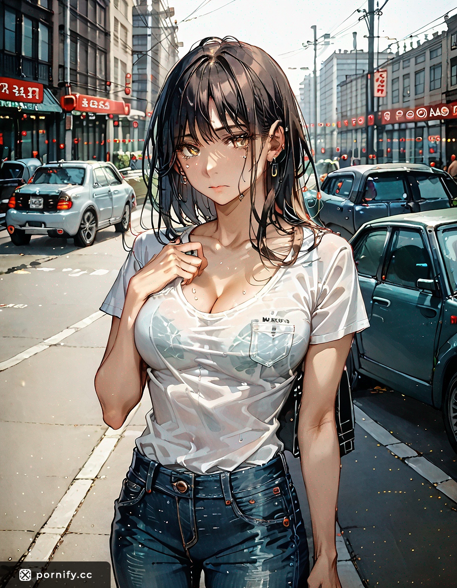 Anime Girl Shirt Lift - Casual Big Breasts Pose