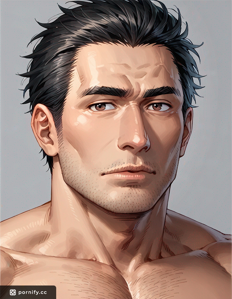 Stocky Asian Male Nude - Big Cock Anime Art 🍆🎨