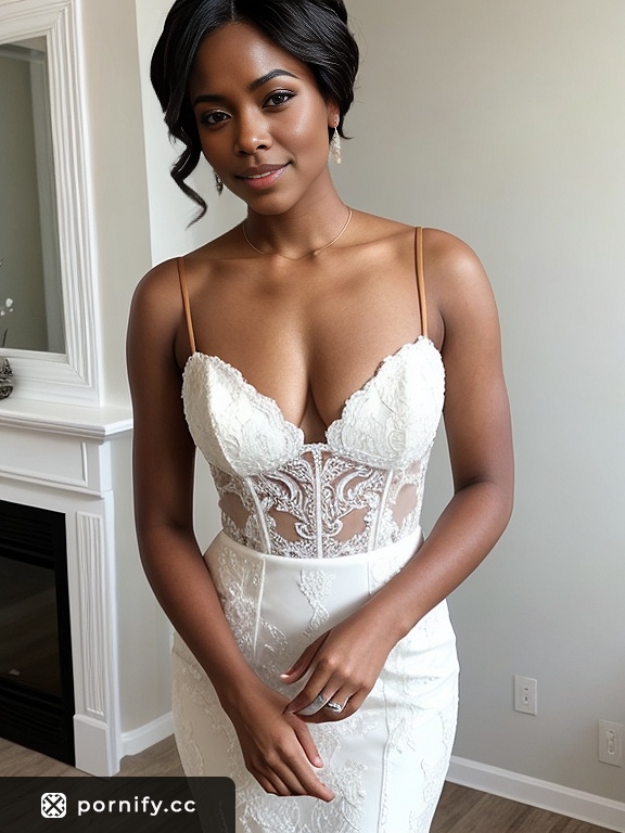 Busty Ebony Bride in White Gown 👰🏿‍♀️💕