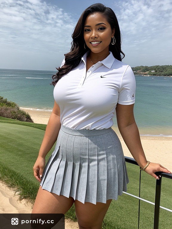 Curvy Ebony Golf Babe - Beach Christmas Fun ⛳🎄