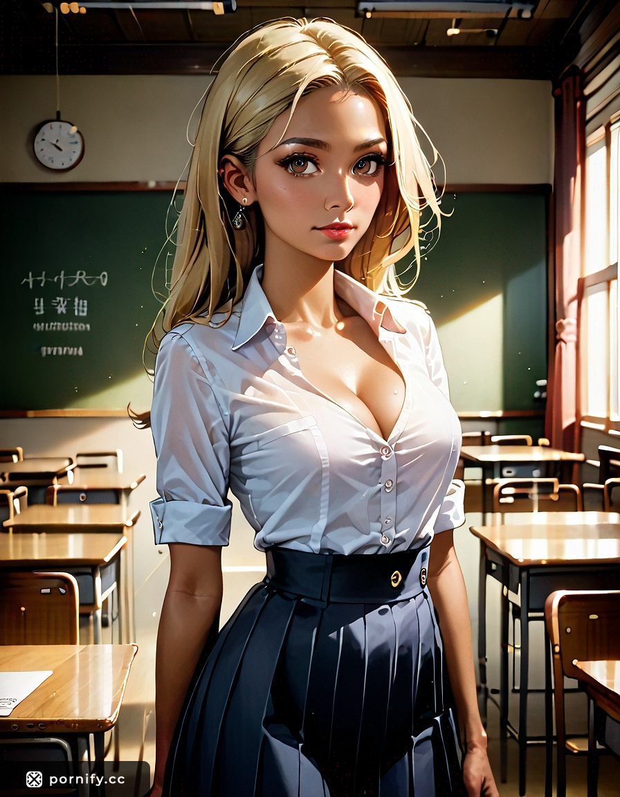 Bending Over Blonde in School Outfit 🍑📚