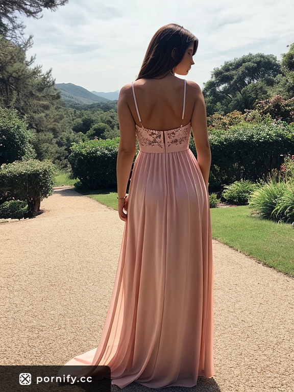Sexy Back View in Long Dress 👗🔥