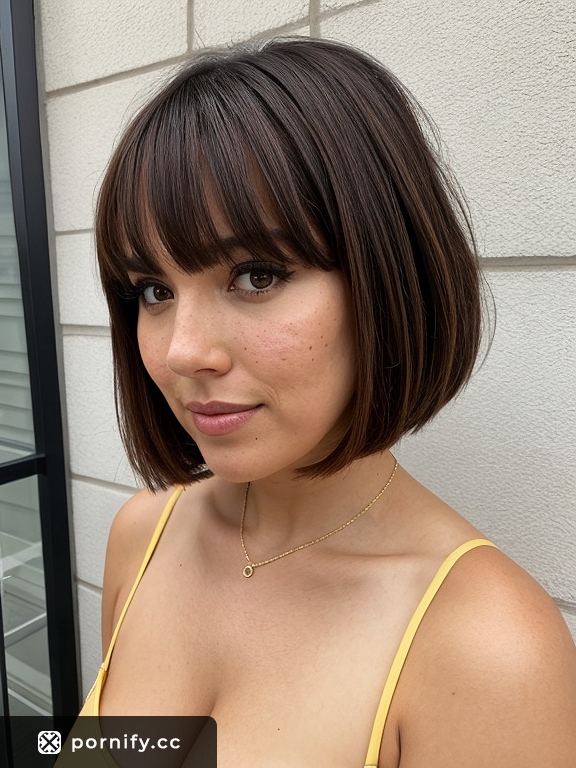 Chubby Brunette Bob Haircut - Horny Heart Face 💕