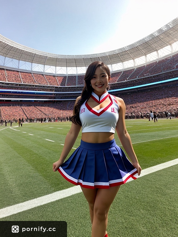 Asian Cheerleader in Uniform - Front View 🔥👯‍♀️