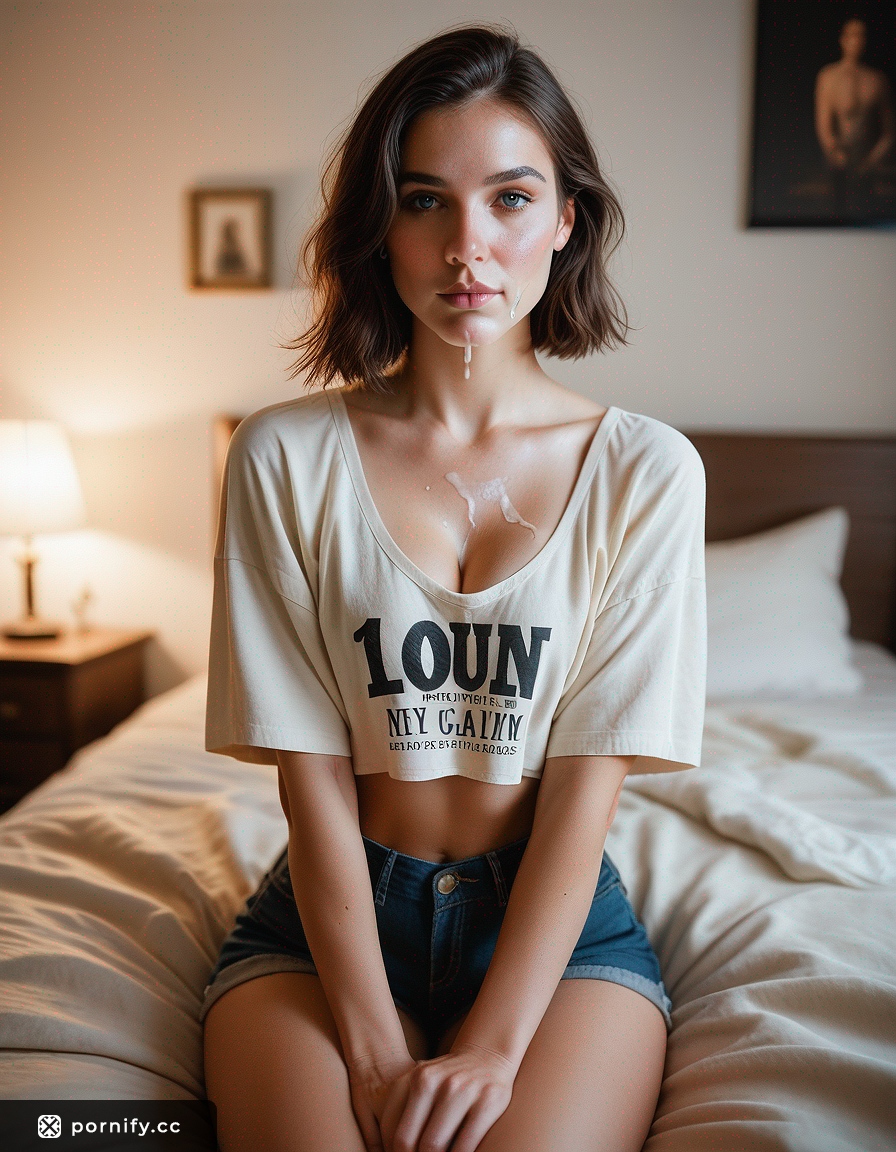 Teen Cumshot in Oversized Shirt - Petite Brunette 🌟