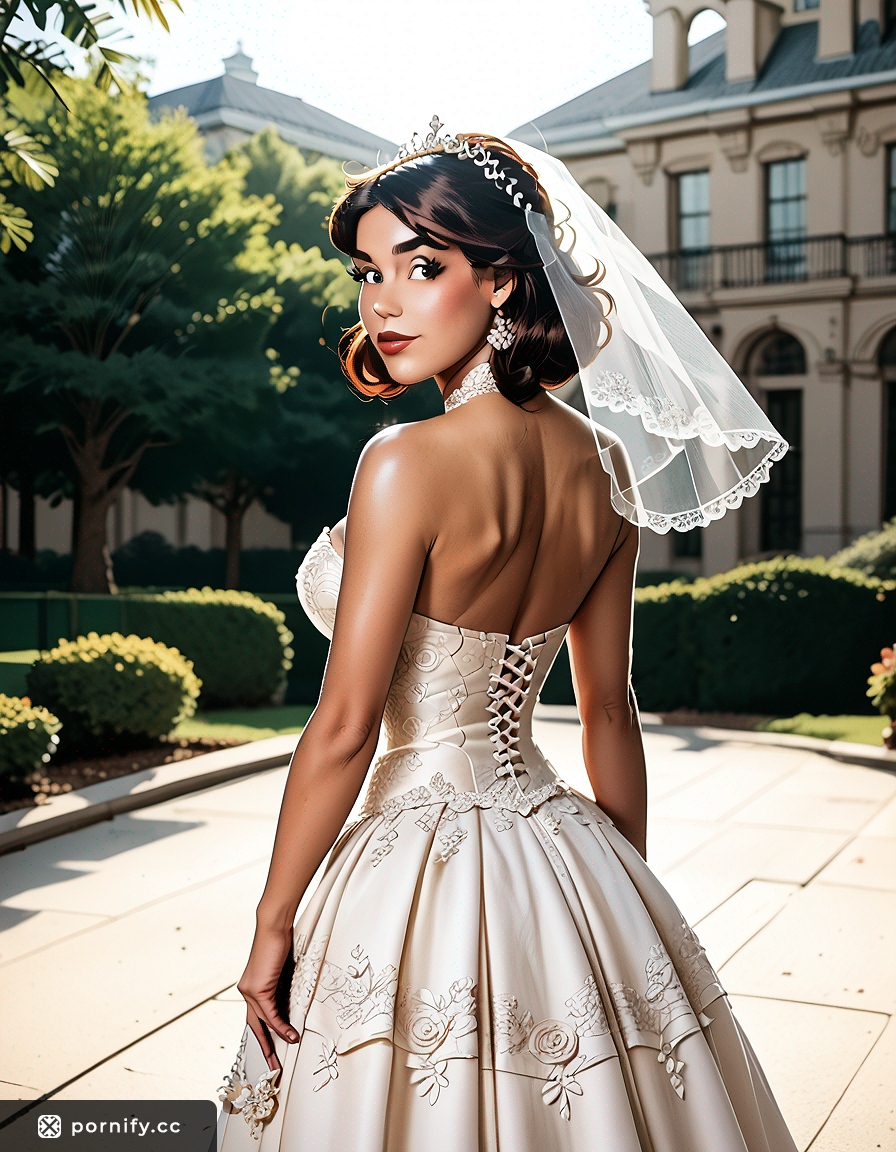 Brunette in Wedding Dress Back View 🌳👰‍♀️