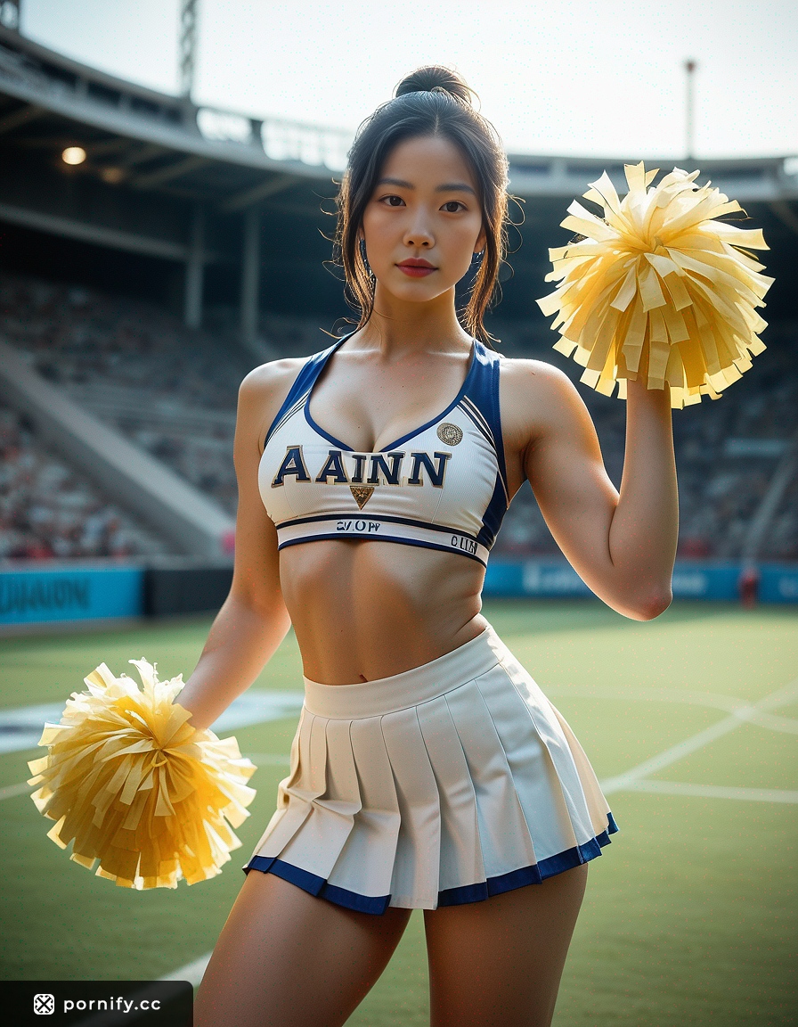 Cheerleader Shirt Lift - Asian Beauty 😍👕