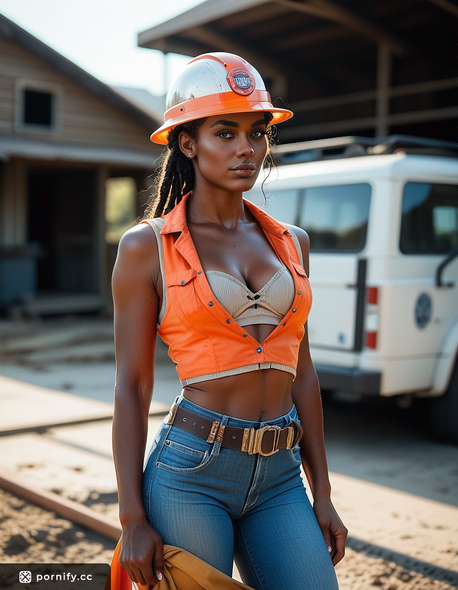 Shirtlift Ebony Beauty - Back View Construction Worker