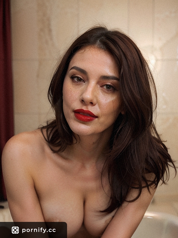 🔥 Cumshot on Fit Brunette Babe - Sexy Red Lips