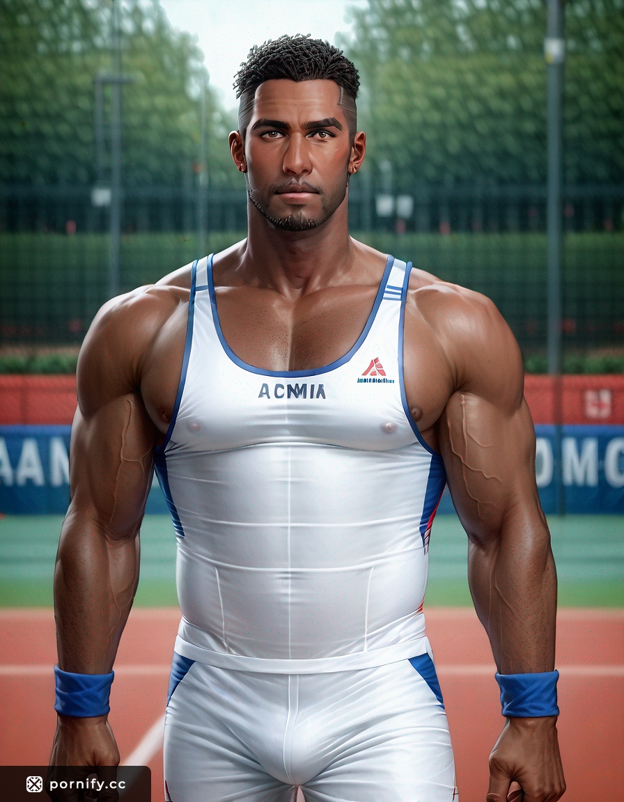Muscular Ebony Tennis Player Eating - Park Pose 🎾🔥