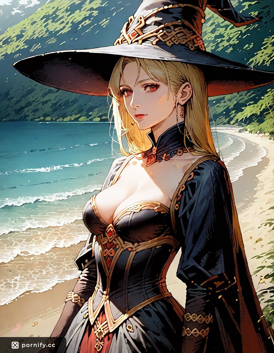 Blonde Witch Back View at Beach 🌊🧙‍♀️