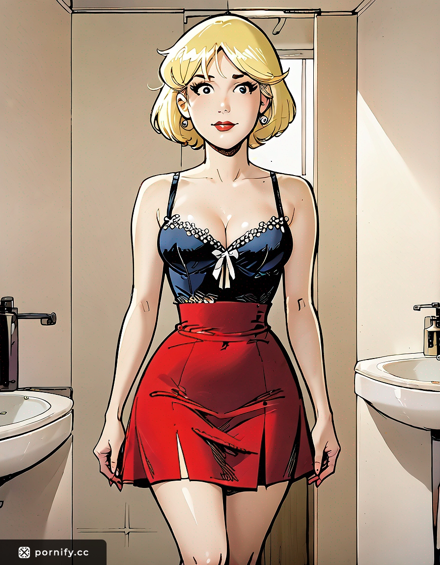 Blonde Anime Girl in Bathroom - Fit Skirt Pose 💫