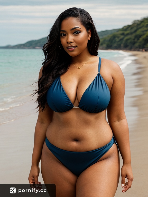 Curvy Ebony Swimsuit Back View 🌞🍑👙
